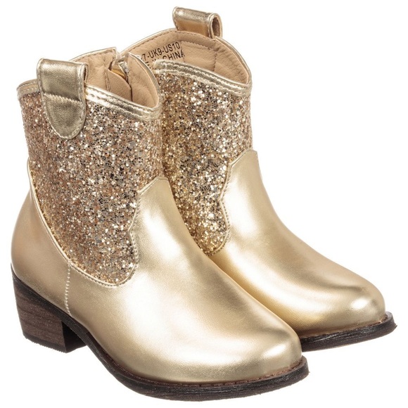 Other - ⚜️UK ANGEL’S FACE GOLD GLITTER BOOTS ZIP UP⚜️